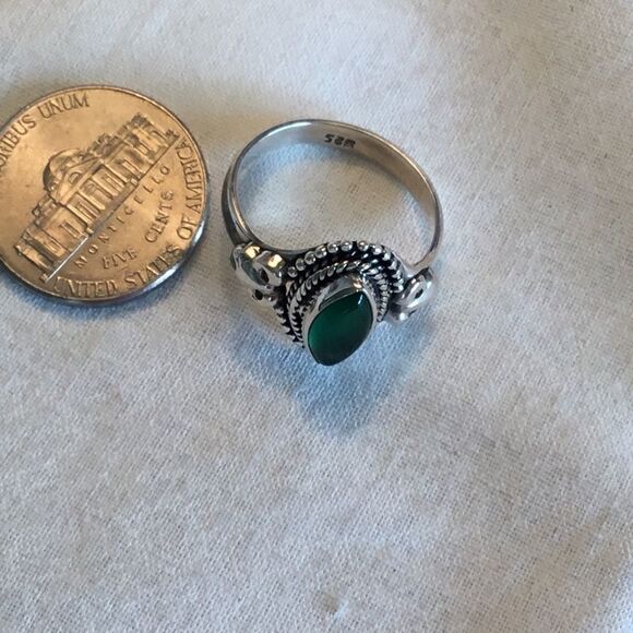 NWOT. Sterling Silver Green Onyx Rings S 8  mm - Picture 10 of 13